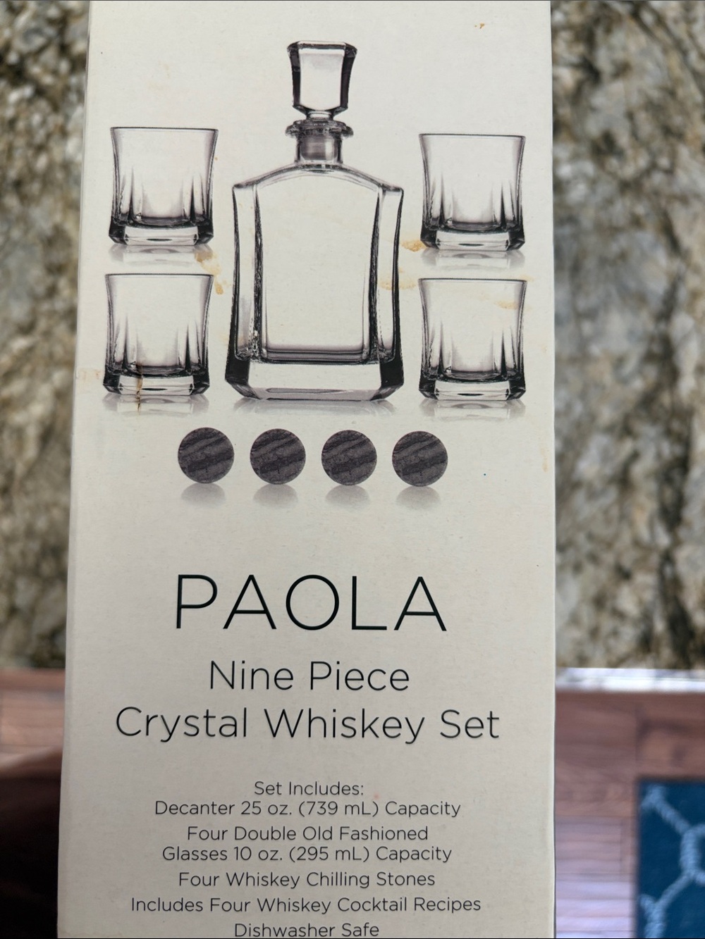 Godinger Clear Glass Whiskey Decanter and Rocks Glasses Set with Amber Pour - Picture 2 of 3